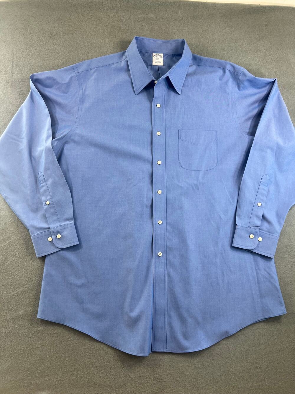 Brooks Brothers Regent Dress Shirt Blue 17.5-4/5 Non-Iron All Cotton Men’s